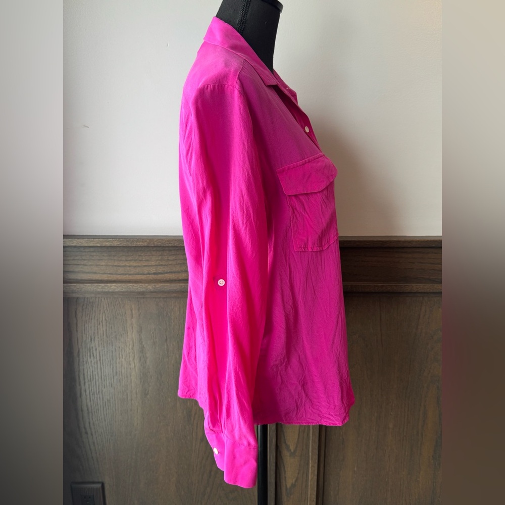 Tommy Bahama Fuchsia Silk adjustable sleeve button down Shirt M - Picture 6 of 8